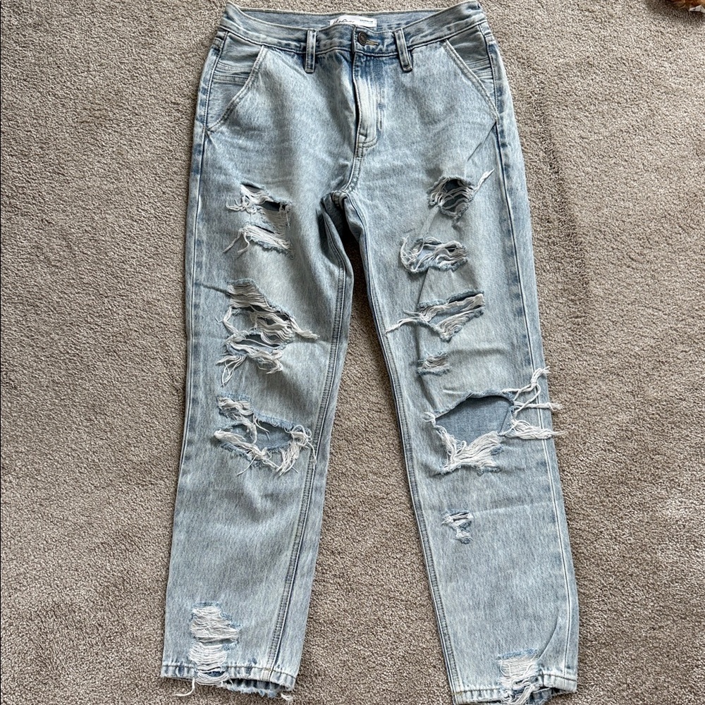 Maurices Light Blue Distressed Boyfriend Jeans
